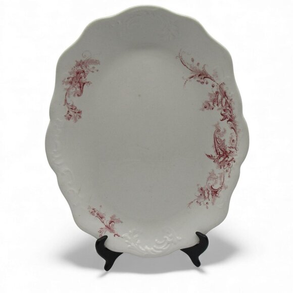 Rare SAMUEL FORD And Co England Eltham Red Porcelain Platter Vintage 16" - Picture 1 of 11